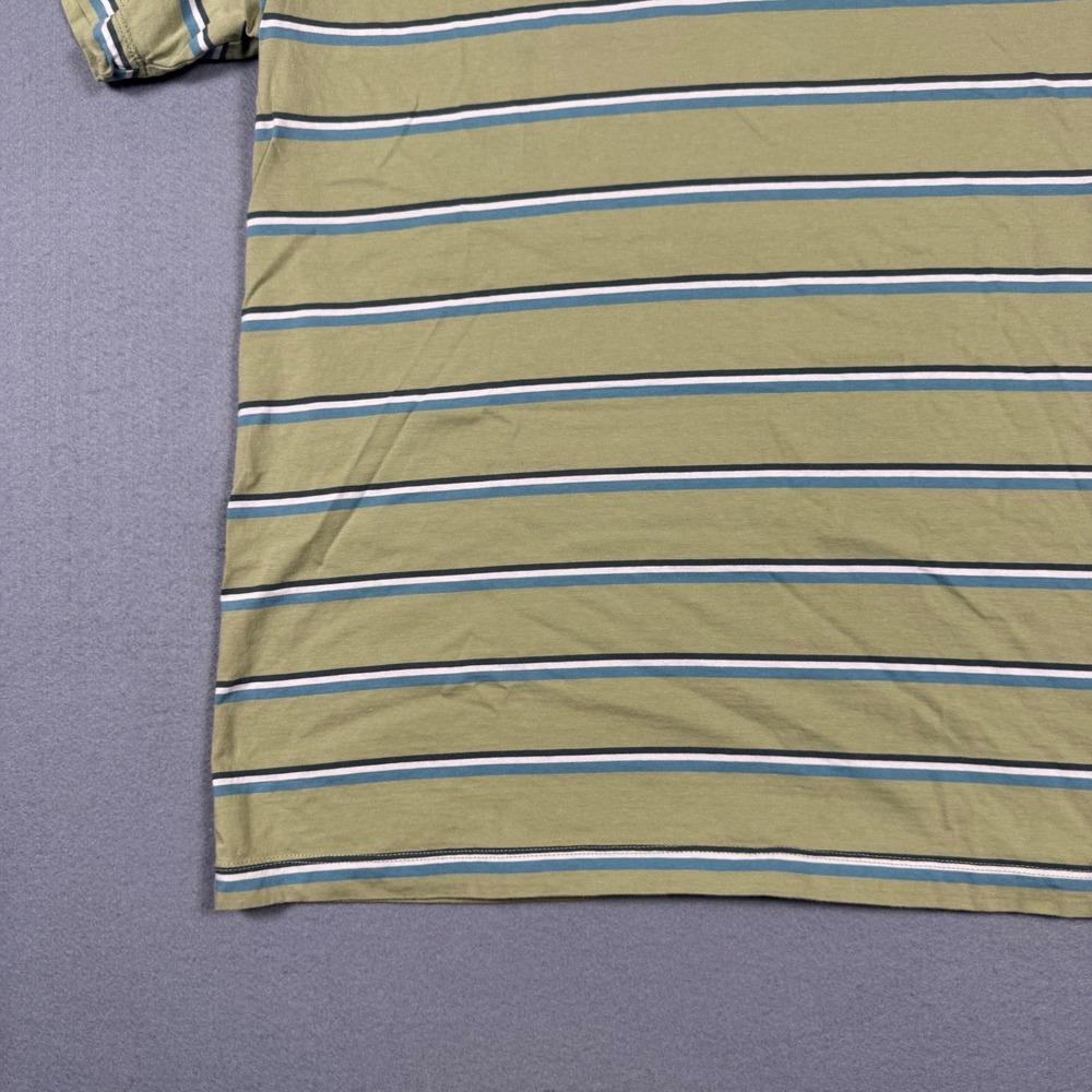 Nike Mens Striped T-Shirt Sage Green Blue White Embroidered Logo Size Large - Picture 10 of 11